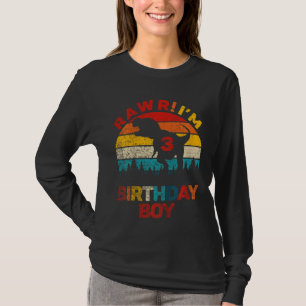 Camiseta Crianças Rawr Im 3 Dinossauro aniversário de 3 ano