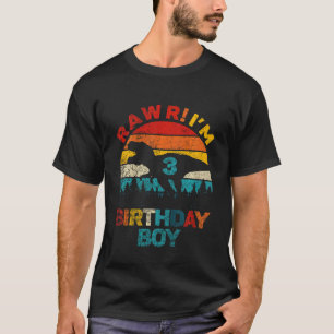 Camiseta Crianças Rawr Im 3 Dinossauros aniversário de 3 an