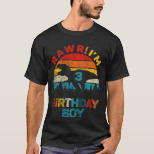 Camiseta Crianças Rawr Im 3 Dinossauros aniversário de 3 an