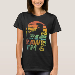 Camiseta Crianças Rawr Im 6 Dinossauros Rex 6 Anos 6 Bi