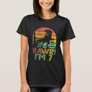Camiseta Crianças Rawr Im 7 Dinossauros Rex 7 Anos 7 Bi