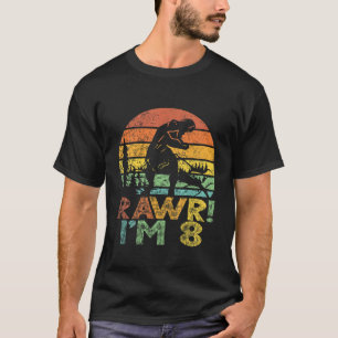 Camiseta Crianças Rawr Im 8 Dinossauros T Rex 8 Anos Menino