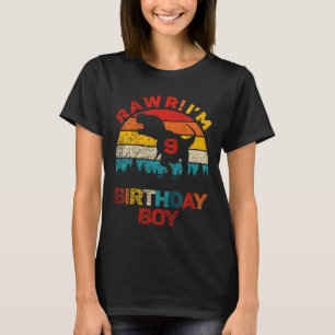 Camiseta Crianças Rawr Im 9 Dinossauro 9º Aniversário Nove 