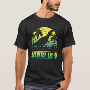 Camiseta Crianças Rawr Im 9 Dinossauros 9 Anos Menino Rex 9