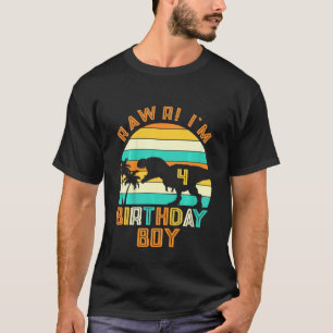 Camiseta Crianças Rawr Iu2019m 4 Dinossauro Rex 4º Aniversá