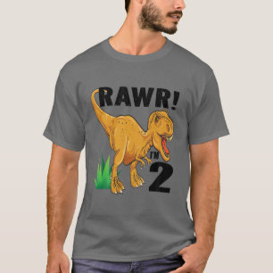 Camiseta Crianças Rawr Sou 2 Dinossauros T Rex Filho segun