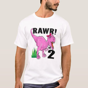 Camiseta Crianças Rawr Sou 2 Dinossauros T Rex Filho segun