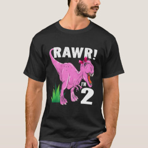 Camiseta Crianças Rawr Sou 2 Dinossauros T Rex Filho segun