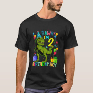 Camiseta Crianças Rawr Sou 2 segundos aniversários Dinossau