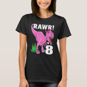 Camiseta Crianças Rawr Sou 8 Dinossauros Rex 8º aniversário