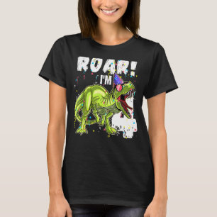 Camiseta Crianças Rawr. Sou o 4. º aniversário Dinossauro B