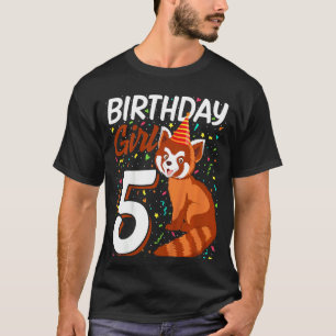 Camiseta Crianças Red Panda 5 Birthday Rapariga de 5 anos B