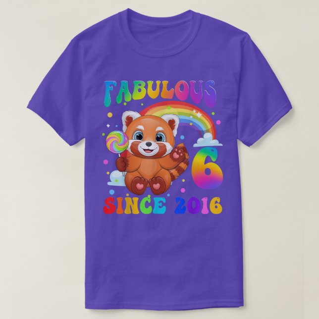 Camiseta Crianças Red Panda 6 Anos Garota 6 Aniversário Des (Frente do Design)