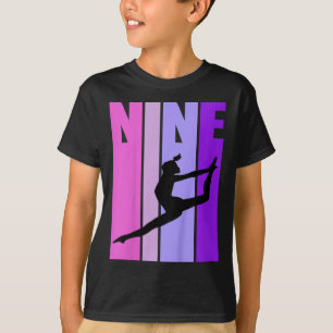 Camiseta Crianças Retro Meninas Ginástica 9 9 9 9 9 Anivers