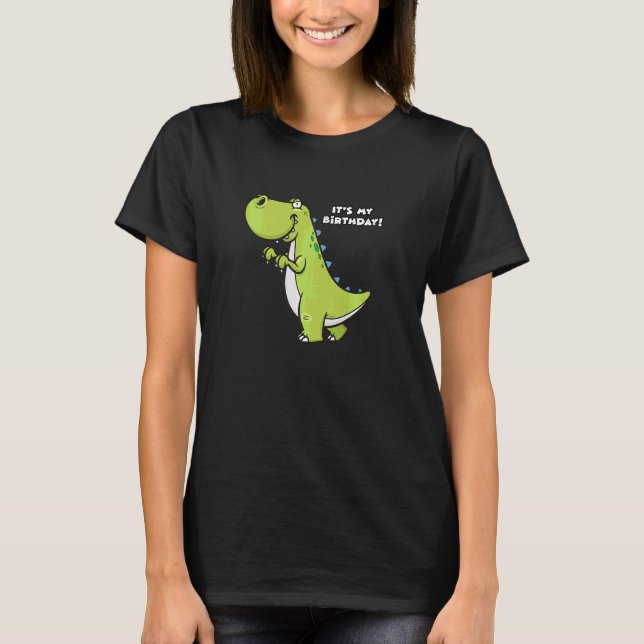 Camiseta Crianças Rex Dino Festa de aniversário Dinossauro  (Frente)