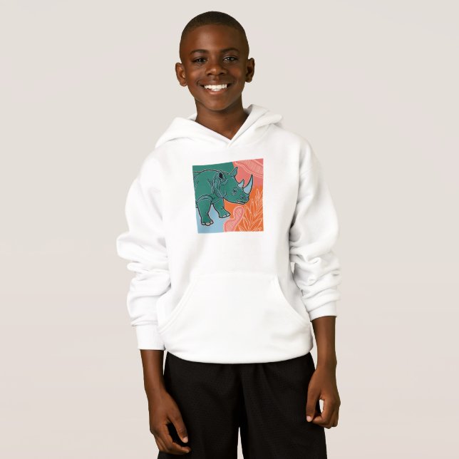 Camiseta Crianças Rinoceronte  (Frente Completa)