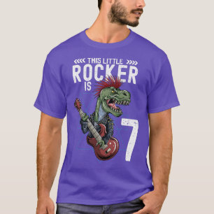 Camiseta Crianças Rock and Roll Music T Rex Dinosaur 7 Birt
