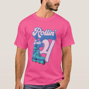 Camiseta Crianças Rolando Em 4 Roller Pousando 8º Aniversár