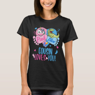 Camiseta Crianças Rosa Bonita ou Azul O CUSN ama Dinossauro