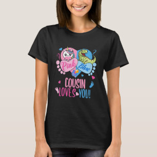 Camiseta Crianças Rosa Bonita ou Azul O CUSN ama Dinossauro