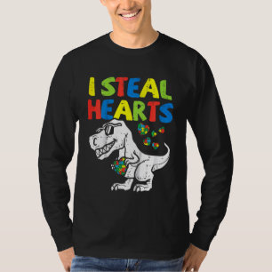Camiseta Crianças Roubo Corações Trex Dinossaur Toddler Aut