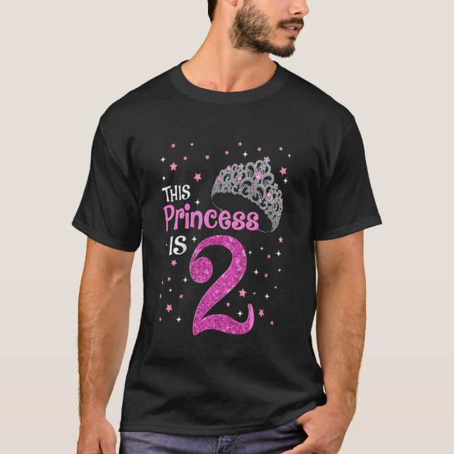 Camiseta Crianças, segundo aniversário de roupa, Princesa,  (Frente)