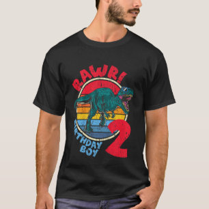 Camiseta Crianças segundo aniversário I Rawr Tyrannosaurus