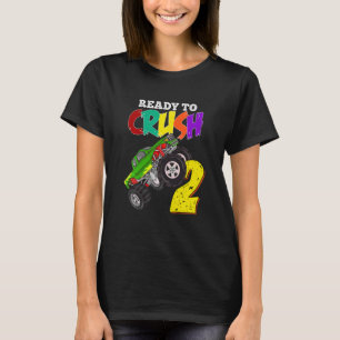 Camiseta Crianças segundo aniversário Monster Truck 2 Anos