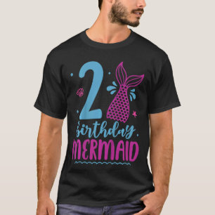 Camiseta Crianças segundo aniversário Sereia 2 Garotas Corr