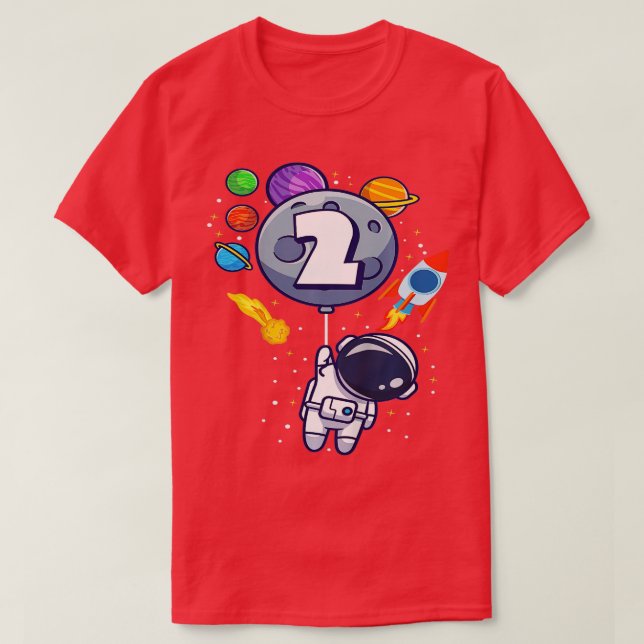 Camiseta Crianças Segundo Astronauta de Astronauta de 2 Ano (Frente do Design)