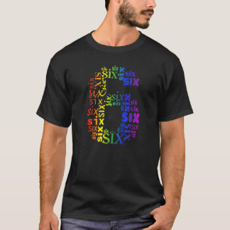 Camiseta Crianças Seis 6 de Aniversário Jogam Palavras Colo