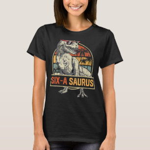 Camiseta Crianças Seis a Saurus Aniversário Rex Dino 6 Dino