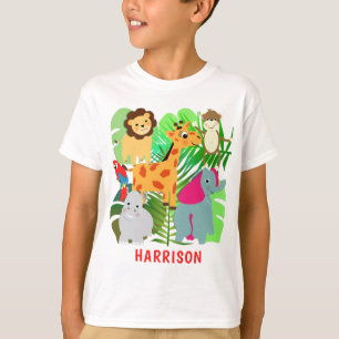 Camiseta Crianças Selgle Safari Animais de Cartoon Persona