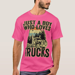 Camiseta Crianças Semi Truck Apenas Um Menino Que Adora Cam