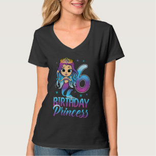 Camiseta Crianças Sereia Aniversário Princesa 6 Anos Sereia