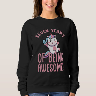 Camiseta Crianças Sete Anos Incrível 7 Birthday Unicorn Sev