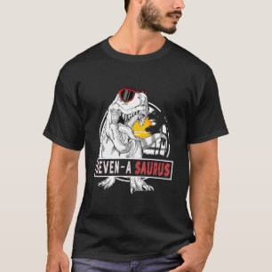 Camiseta Crianças Sete Um Saurus Aniversário T Rex 7 Anos
