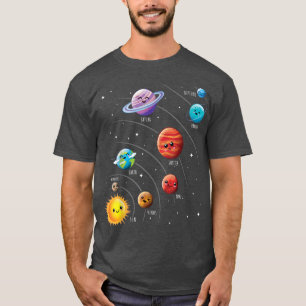 Camiseta Crianças: Sistemas Solares Coloridos Planetas Anim