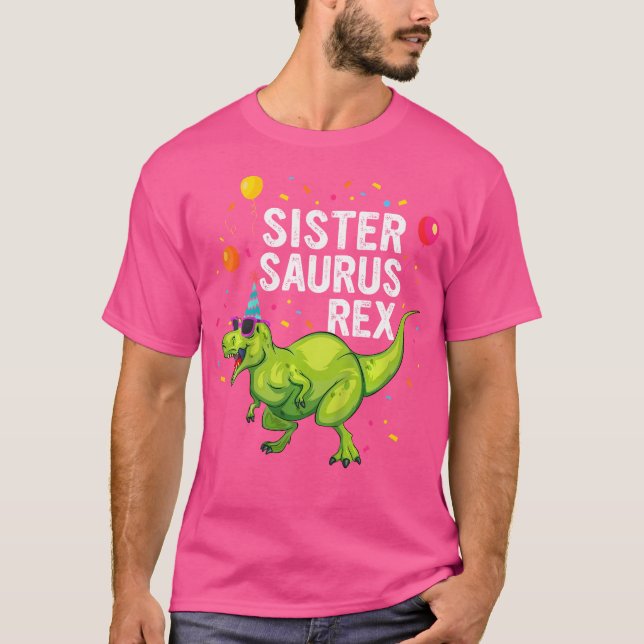 Camiseta Crianças Sistersaurus T Rex Dinossaur Irmã Matador (Frente)