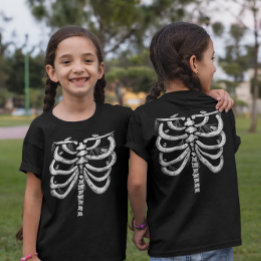 Camiseta Crianças Skeleton Halloween (frente e verso)