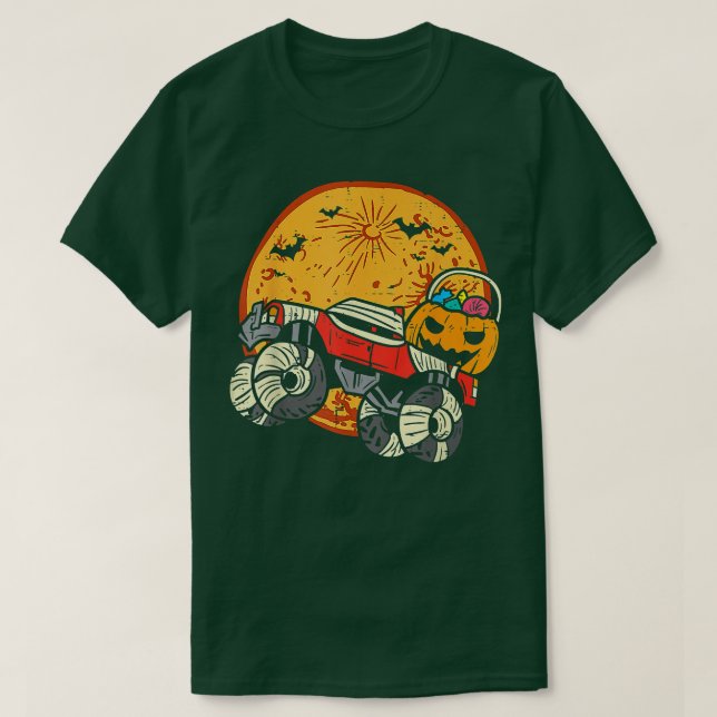 Camiseta Crianças Skeleton Monster Truck Moon Candy Toddler (Frente do Design)