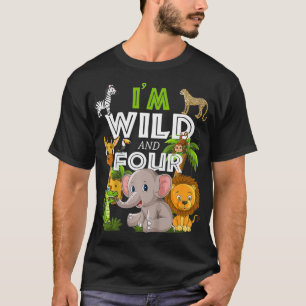 Camiseta Crianças: Sou Selvagem e Quatro Tema de Zoológico