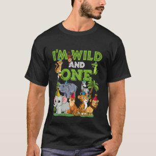 Camiseta Crianças, sou selvagem e um aniversário de 1 ano