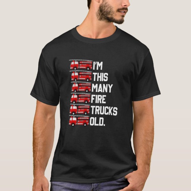 Camiseta Crianças Sou Tantos Caminhões De Bombeiros Com 4 A (Frente)