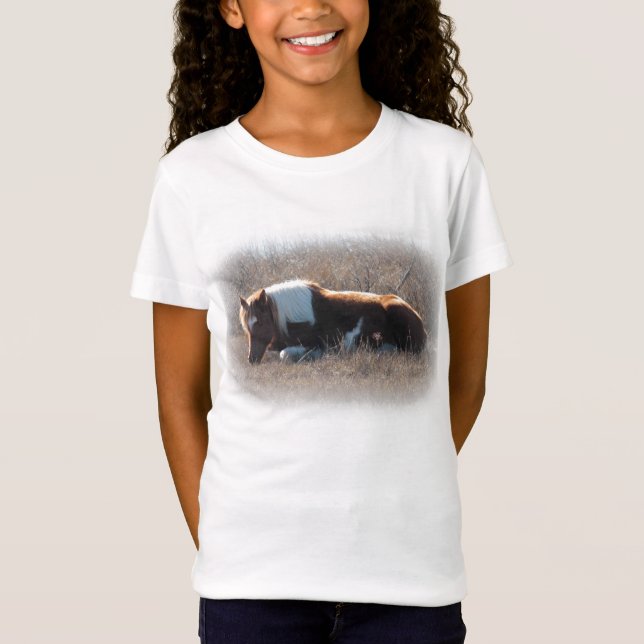 Camiseta Crianças superiores com imagem bonito do pônei (Frente)
