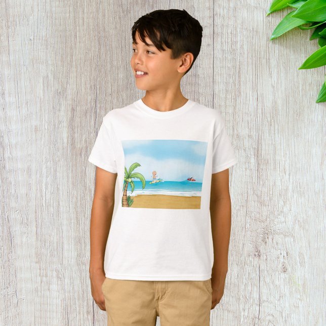 Camiseta Crianças surfando no Oceano de Verão Tropical Beac (Criador carregado)