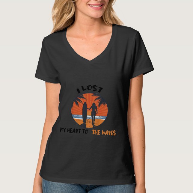 Camiseta Crianças surfiam surf sol brilhando surfando Eu pe (Frente)