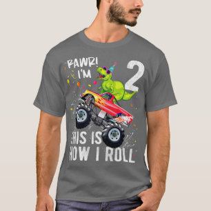 Camiseta Crianças T Rex Dinossaur Monster segundo aniversár