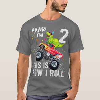 Camiseta Crianças T Rex Dinossaur Monster segundo aniversár