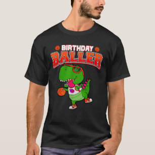 Camiseta Crianças T rex Dinossauro Aniversário Jogador de B